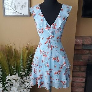 🆕️ Very J Light Blue Floral Ruffle Tiered Dress SIZE: S
